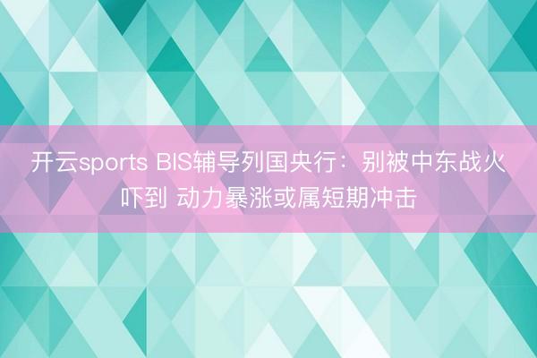 开云sports BIS辅导列国央行：别被中东战火吓到 动力暴涨或属短期冲击