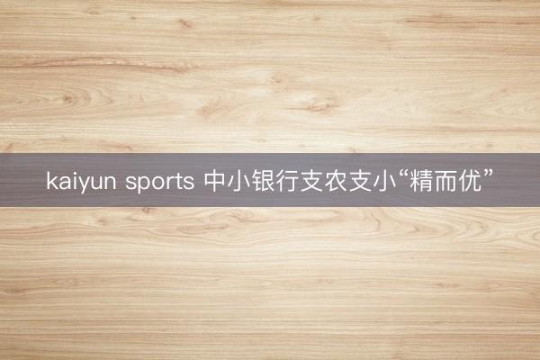 kaiyun sports 中小银行支农支小“精而优”