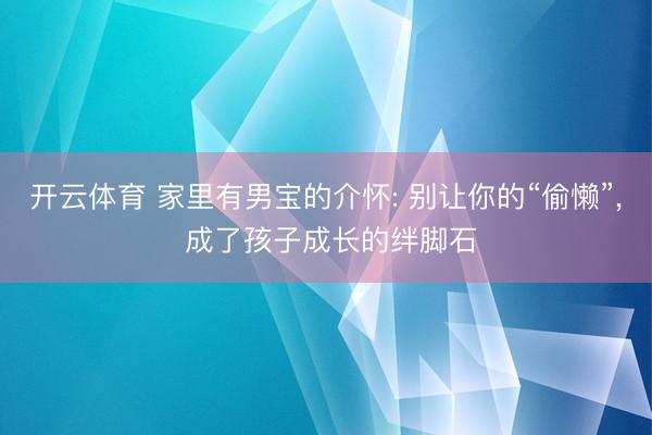 开云体育 家里有男宝的介怀: 别让你的“偷懒”， 成了孩子成长的绊脚石