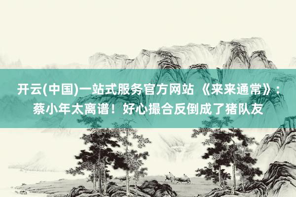 开云(中国)一站式服务官方网站 《来来通常》:蔡小年太离谱!好心撮合反倒成了猪队友