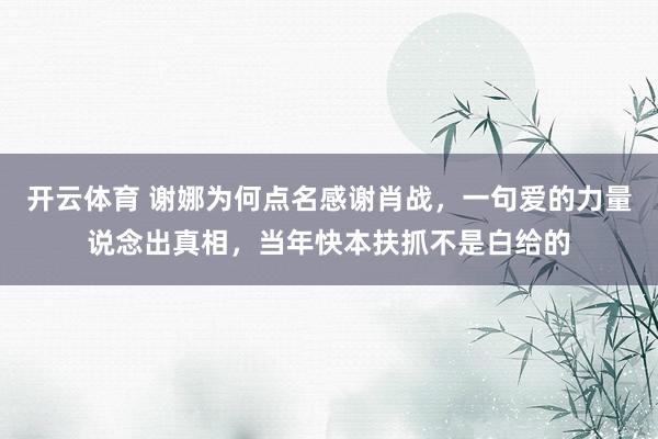 开云体育 谢娜为何点名感谢肖战，一句爱的力量说念出真相，当年快本扶抓不是白给的