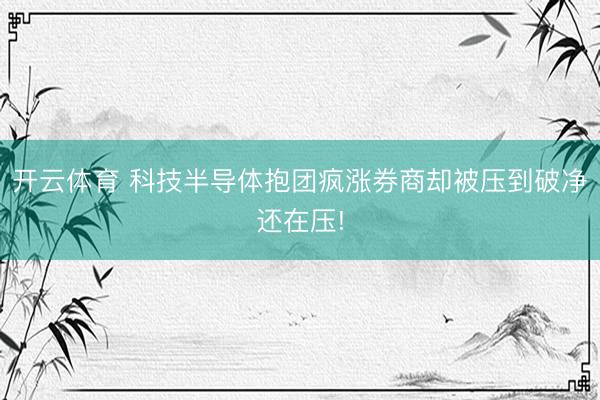 开云体育 科技半导体抱团疯涨券商却被压到破净还在压!