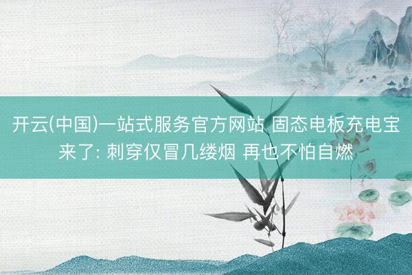开云(中国)一站式服务官方网站 固态电板充电宝来了: 刺穿仅冒几缕烟 再也不怕自燃