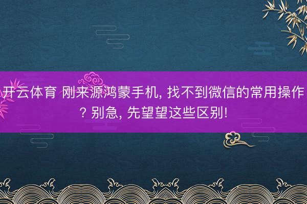 开云体育 刚来源鸿蒙手机， 找不到微信的常用操作? 别急， 先望望这些区别!
