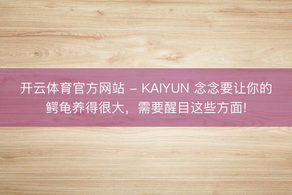 开云体育官方网站 - KAIYUN 念念要让你的鳄龟养得很大，需要醒目这些方面!